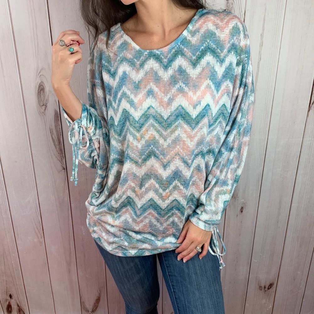 The Emerson Top- teal chevron top - Picture 5 of 9